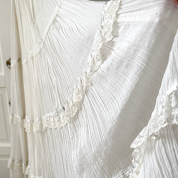 Gunne Sax Corset Prairie Dress. Pristine.Off White Blue Ribbon Lace Full skirt - Picture 8 of 9